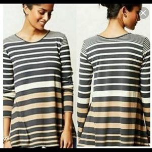 Anthro Puella Striped Asymmetrical Top M